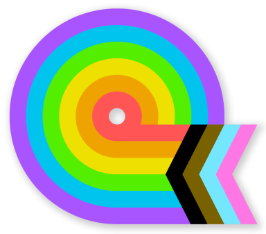 Quoir logo is a rainbow Q